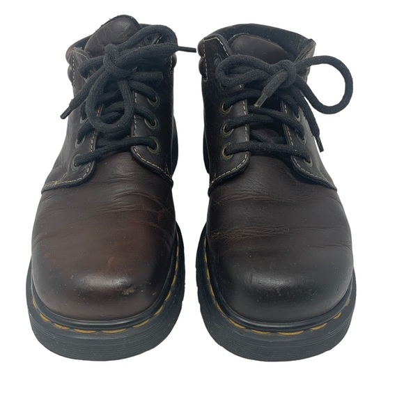 Dr. Martens Brown Leather Chunky Platform Boots 90s Grunge Work Style - Picture 10 of 13